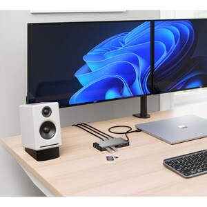 Alogic DV3 USB Type A, USB Type C Docking Station for Notebook - Memory Card Reader - SD - 100 W - Space Gray - 3 Displays