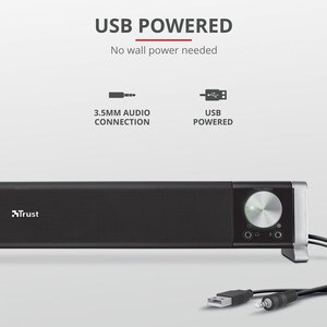 Trust Soundbar-Lautsprecher - 6 W RMS - Schwarz, Silber - USB