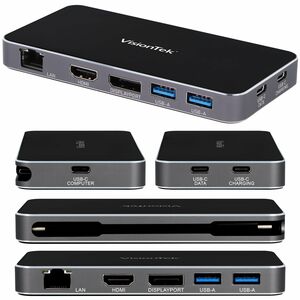 VisionTek VT400 - Dual Display USB-C Docking Station with Power Passthrough - for Notebook - 100 W - USB Type C - 2 Displa