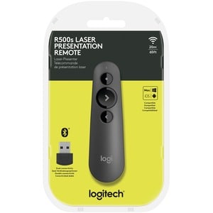 Logitech R500s Laser Presentation Remote - Laser - Wireless - Bluetooth - 2.40 GHz - Graphite, Black - USB - 3 Button(s)