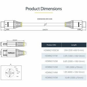 StarTech.com Câble HDMI 2.1 8K - 2m - Câble HDMI Ultra High Speed 48Gbps - 8K 60Hz/4K 120Hz HDR10+ eARC - UHD 8K HDMI - Éc