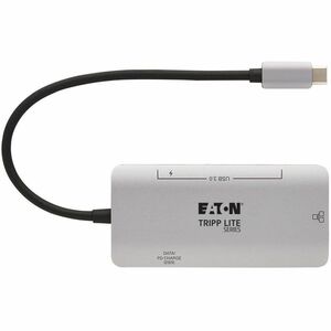 Eaton Tripp Lite Series 3-Port USB-C Hub - USB 3.x (5Gbps) Hub Ports, Gigabit Ethernet, Thunderbolt 3, 100W PD Charging, A