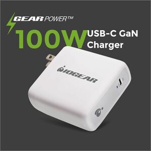 IOGEAR GearPower 100W USB-C GaN Charger - 100 W - 120 V AC, 230 V AC Input - 5 V DC, 9 V DC, 15 V DC, 20 V DC Output - 5 A