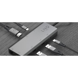 LINQ USB-Typ C Docking Station - 100 W - Schwarz - 2 Unterstützte Displays - 4K - 3840 x 2160 - 2 x USB Type-A Ports - USB