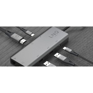 Estación de acoplamiento LINQ USB Tipo C - 100 W - Negro - 2 Pantallas admitidas - 4K - 3840 x 2160 - 2 x Puertos USB Tipo