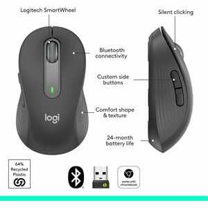 Logitech Signature M650 Wireless Mouse - For Small to Medium Sized Hands, 2-Year Battery, Silent Clicks, Bluetooth, Graphi