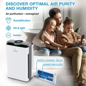 Turonic Premium Air Purifier PH950 - Activated Carbon, True HEPA - 2500 Sq. ft. 8-STAGEPURIFICATION W/UV HUMIDIFIER