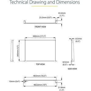 StarTech.com Mensola Rack 19" 1U - Ripiano a Sbalzo da 30 cm per Dispositivi di Rete non montabili a Rack - Viti e Dati a 