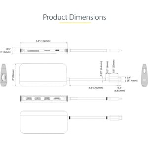 StarTech.com USB C Multiport Adapter, 4K 60Hz HDMI HDR10 Video, 3 Port 5Gbps USB-A Hub, 100W PD Pass-Through, GbE, SD/Micr