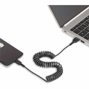 StarTech.com Cable de 1m de Carga USB A a USB C, Cable USB Tipo C en Espiral de Carga Rápida, Cable USB 2.0 A a USBC Negro