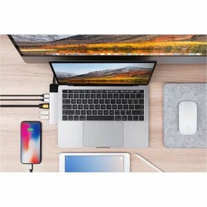 HyperDrive NET GN28N-SILVER 6 Port(s) Dual USB Type C Docking Station for MacBook - Silver - 4K @30Hz - 3840 x 2160 - 4 x 