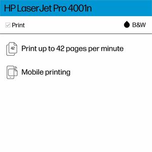 HP LaserJet Pro 4001 4001n Desktop Laser Printer - Monochrome - 63 ppm Mono - 4800 x 600 dpi Print - Manual Duplex Print -