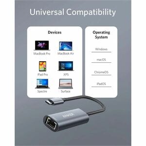 ANKER Refurbished Anker PowerExpand USB-C to 2.5 Gbps Ethernet Adapter - 1 × RJ-45 Network - Female - 1 × USB Type C - Male