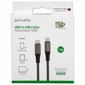 4smarts PremiumCord 1,50 m USB-C Datentransferkabel - Cable for Notebook, Tablet, Smartphone - 480 Mbit/s - Schwarz