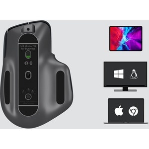 Logitech MX Master 3S for Business - Full-size Mouse - Darkfield - Wireless - Bluetooth - Rechargeable - Graphite - USB Ty