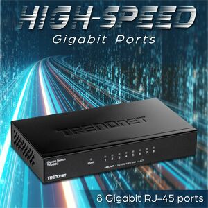 TRENDnet TEG-S83 8 Ports Ethernet Switch - Gigabit Ethernet - 1000Base-T - TAA Compliant - 2 Layer Supported - 3.20 W Powe