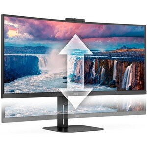 AOC CU34V5CW/BK 34" Class Webcam UW-QHD Curved Screen LCD Monitor - 21:9 - Metal Black - 86.4 cm (34") Viewable - Vertical