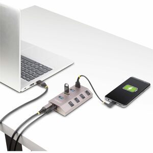 Hub USB-C avec Auto-Alimenté à 4 Ports - Hub USB Type C vers USB-A pour PC - Hub USB 3.0 5Gbps avec Alimentation 4 Ports -