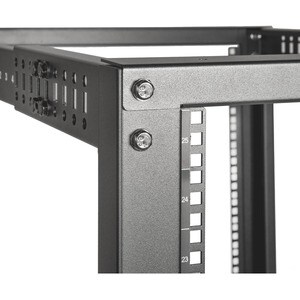 Rocstor SolidRack 25U Adjustable Depth Open Frame 4 Post Rack w/ Casters - Adjustable mounting depth of 23.5in-41in & 25.1
