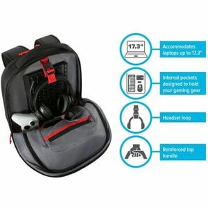 Targus Strike II TBB639GL Carrying Case (Backpack) for 43.2 cm (17") to 45.7 cm (18") Notebook - Black/Red - 500D Guc Body