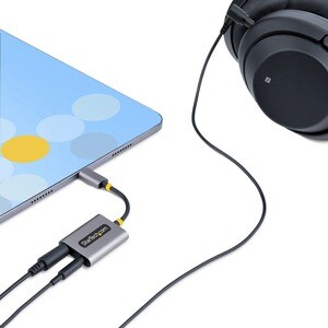 StarTech.com USB-C Headphone Splitter, USB Type C Dual Headset Adapter w/Mic Input, USB C to 3.5mm Audio Adapter/Earphone 