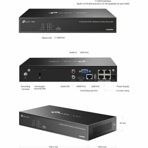 TP-Link VIGI NVR1004H-4P 4 Kanäle Kabel Videoüberwachungsstation - Netzwerk-Videorekorder - HDMI - 4K Aufnahme