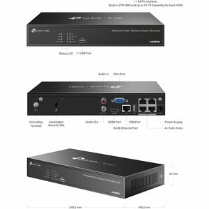 TP-Link VIGI NVR1004H-4P 4 Kanäle Kabel Videoüberwachungsstation - Netzwerk-Videorekorder - HDMI - 4K Aufnahme
