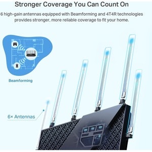 Routeur sans fil TP-Link Archer AX73 - Wi-Fi 6 - IEEE 802.11ax - Ethernet - Bi bande - 2,40 GHz Bande ISM - 5 GHz Bande UN