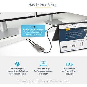 StarTech.com USB-C to Dual DisplayPort 1.4 Adapter, USB Type-C Multi-Monitor MST Hub, Dual 5K 60Hz DP Display Extender / S