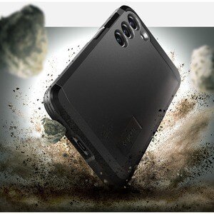 Spigen Tough Armor Case for Samsung Galaxy S23 Smartphone - Black - Drop Resistant - Thermoplastic Polyurethane (TPU), Pol