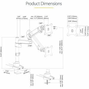 StarTech.com Desk Mount Monitor Arm with 2x USB 3.0 ports, Full Motion Monitor Mount up to 34" (17.6lb/8kg) VESA Display, 