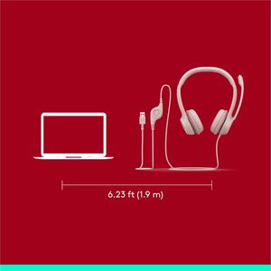 Auriculares Logitech H390 Cableado Sobre la cabeza Estéreo - Rosa - Binaural - Circumaural - 32Ohm - 20Hz a 20kHz - 189.9c