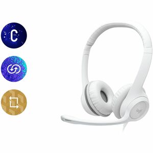 Auriculares Logitech H390 Cableado Sobre la cabeza Estéreo - Blanco - Binaural - Circumaural - 32Ohm - 20Hz a 20kHz - 189.