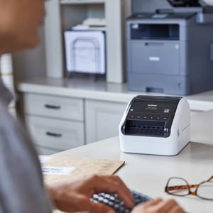 Brother QL-1110NWBC Desktop Direct Thermal Printer - Monochrome - Label Print - Ethernet - USB - Bluetooth - White, Glossy