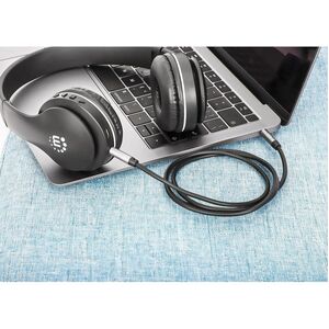 Cable Audio Estereo 3.5mm M-M 3.0M Negro/A - Cable for Teléfono, Sistema del Sonido, Portátil, Altavoz portátil, Tableta, 