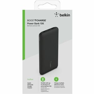 Belkin BoostCharge Power Bank - Black - For iPhone - Lithium Ion (Li-Ion) - 10000 mAh - 3 x USB - Black