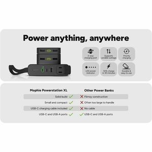 mophie powerstation XL for phones and tablets - portable power with USB-C fast charging - 20,000 mAh internal battery - Th