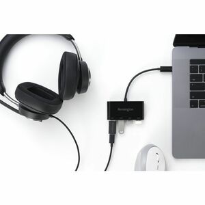 Kensington CH1200 USB Hub - USB 3.2 Gen 2 (3.1 Gen 2) Type-C - External - Black - 4 Total USB Port(s) - ChromeOS, Mac, Win