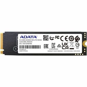 Adata LEGEND 850 LITE ALEG-850L-500GCS 500 GB Solid State Drive - M.2 2280 Internal - PCI Express (PCI Express 4.0 x4) - D