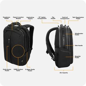 Hyper HyperPack Pro HP20P2BKGL Carrying Case (Backpack) for 32.8 cm (12.9") to 40.6 cm (16") Apple MacBook - Black - Water