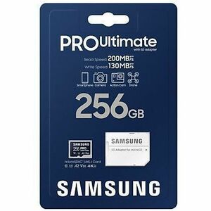 Carte micro SD Samsung PRO Ultimate UHS-I 256 Go, MB-MY256SA/WW, vitesse jusqu'à 200 Mo/s, garantie 10 ans, lecteur SD