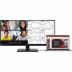 Lenovo ThinkVision P34w-20 34" Class UW-QHD Curved Screen LED Monitor - 21:9 - Raven Black - 86.6 cm (34.1") Viewable - In