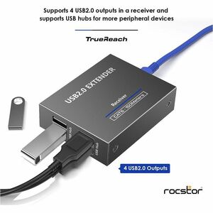 TrueReach 4 Port USB 2.0 Over Cat5/Cat6/Cat6a/Cat7 Extender - Up to 492ft (150m) - Bus powered - Link up to four USB 2.0 d