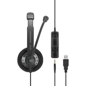 EPOS IMPACT SC 75 USB MS Wired On-ear Stereo Headset - Black - Binaural - Noise Cancelling, Uni-directional, Condenser, El