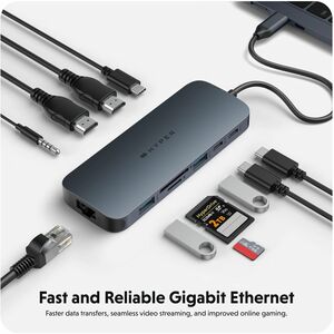 Targus HyperDrive HD4006GL USB-Typ C Docking Station - Speicherkartenleser - SD, microSD - Blau - 2.0 Unterstützte Display