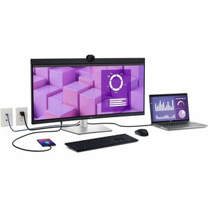 Dell P3424WEB 34" Class Webcam UW-QHD Curved Screen LED Monitor - 21:9 - Black, Silver - 86.6 cm (34.1") Viewable - In-pla