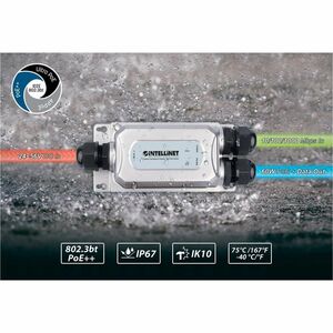 Outdoor Vandalproof Gigabit PoE++ Injector, One 60 W Port, IEEE 802.3bt (4PPoE) Compliant, IP67 Waterproof, IK10 Vandalpro
