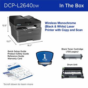 Brother DCP-L2640DW Wireless Laser Multifunction Printer - Monochrome - Gray - Copier/Printer/Scanner - 23.6 ppm Mono Prin