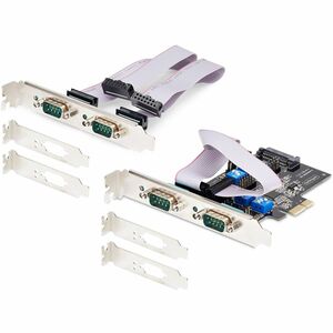 StarTech.com 4-Port Serielle PCIe Karte, PCI Express zu RS232/RS422/RS485 DB9 Serielle Karte, 16C1050 UART, ESD Schutz, Wi