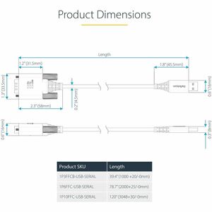 StarTech.com 10ft (3m) USB to Serial Adapter Cable, COM Retention, FTDI, DB9 RS232, Interchangeable DB9 Screws/Nuts, Windo
